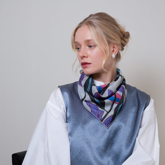 Organic cotton 'Nicaragua' off white リング付きミニスカーフ