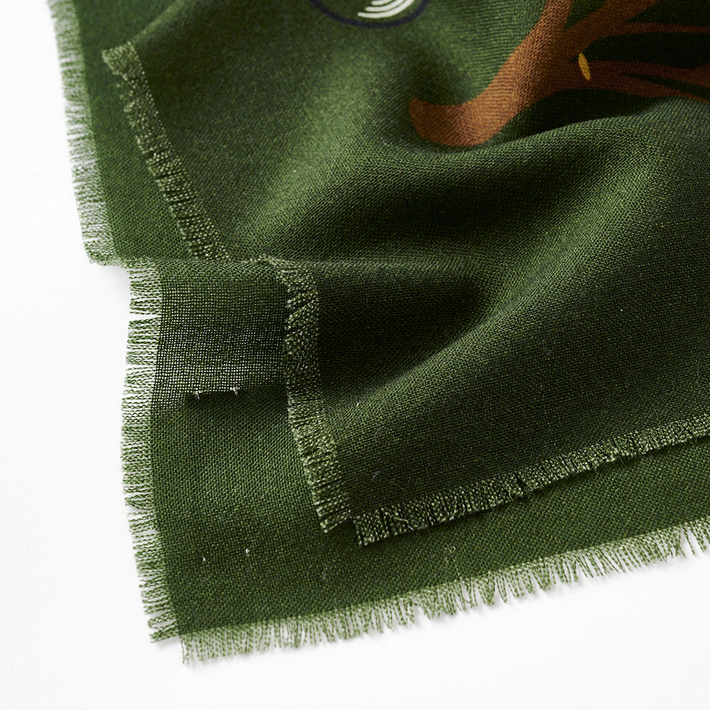 Superfine Merino Wool 'Via Leiden' forest green 正方形スカーフ