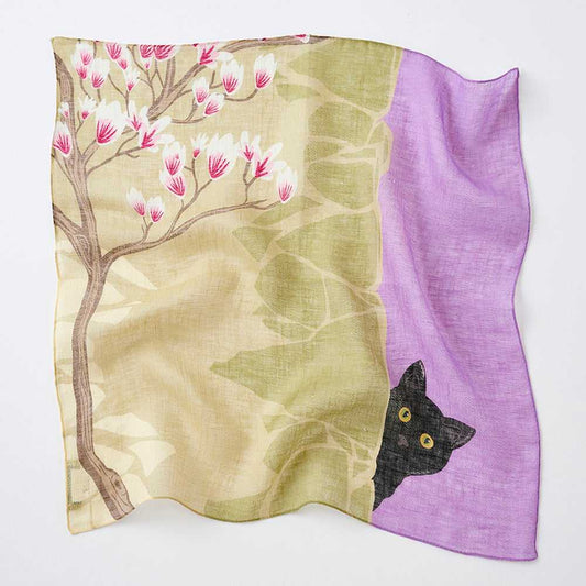 プレオーダー6月予定!近江リネン Japanese Linen 'Magnolia' Pink リング付きミニスカーフ