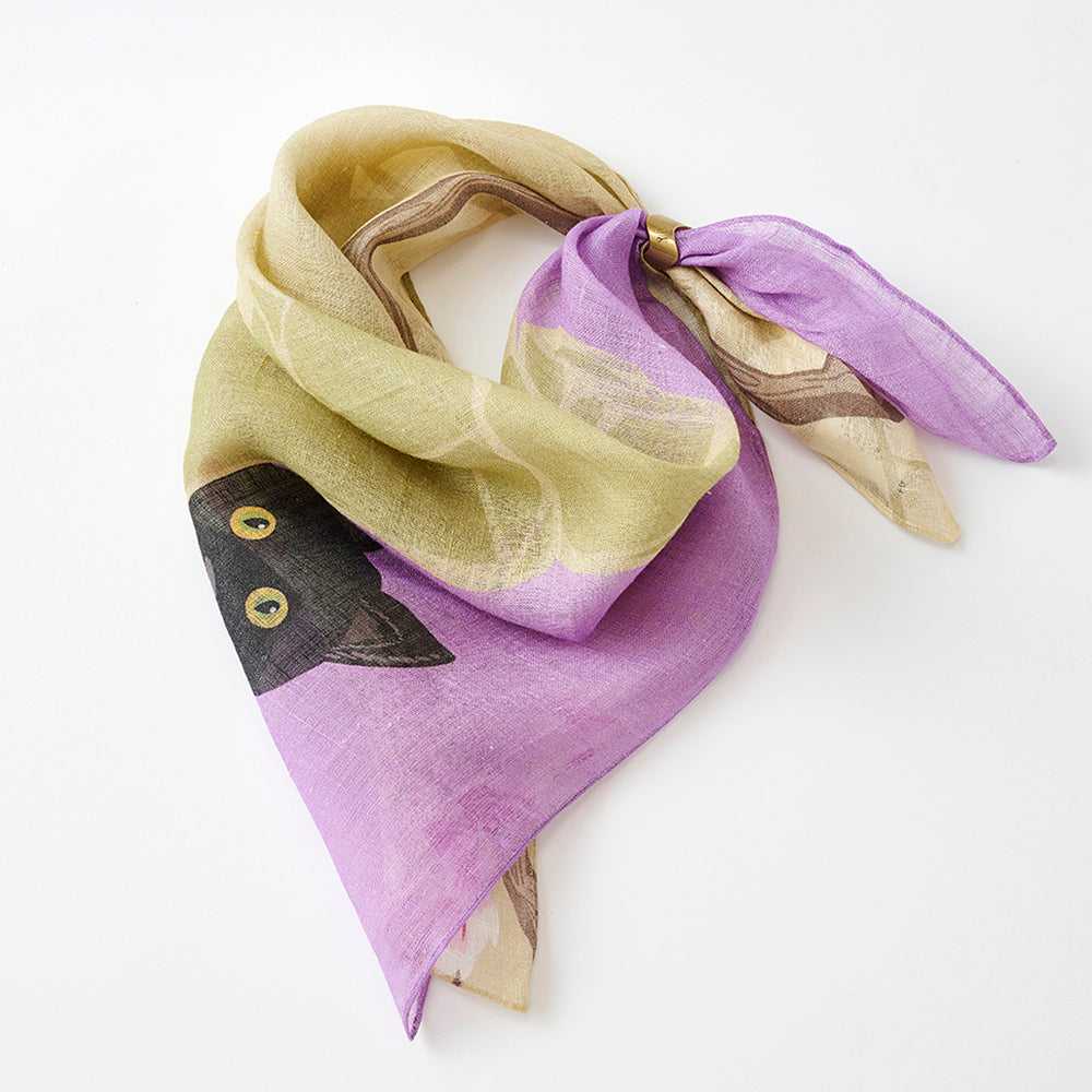 プレオーダー6月予定!近江リネン Japanese Linen 'Magnolia' Pink リング付きミニスカーフ