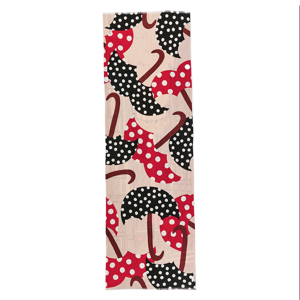 Superfine Merino Wool 'The Girl with a Polka Dot Umbrella' day 二重仕立てのロングストール