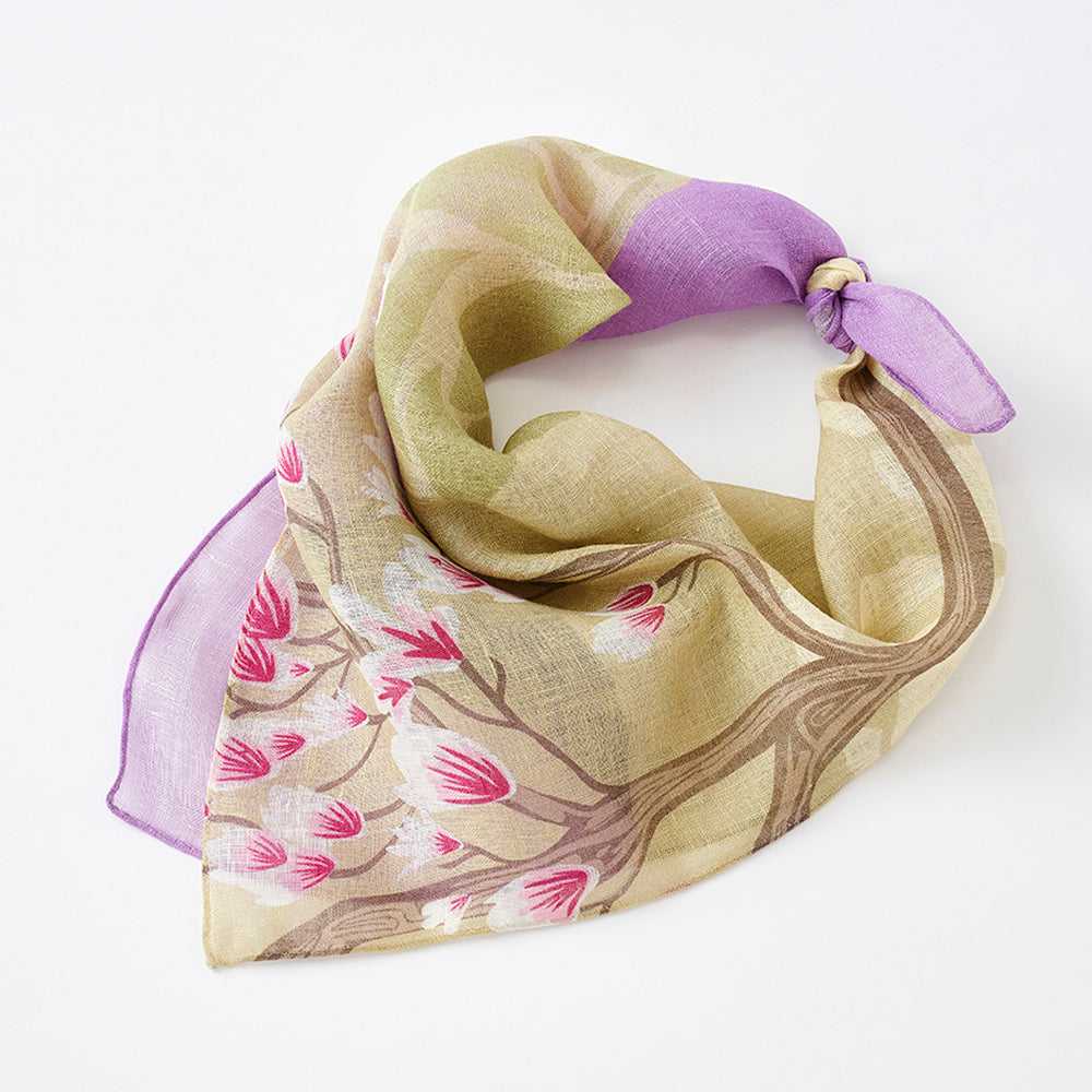プレオーダー6月予定!近江リネン Japanese Linen 'Magnolia' Pink リング付きミニスカーフ