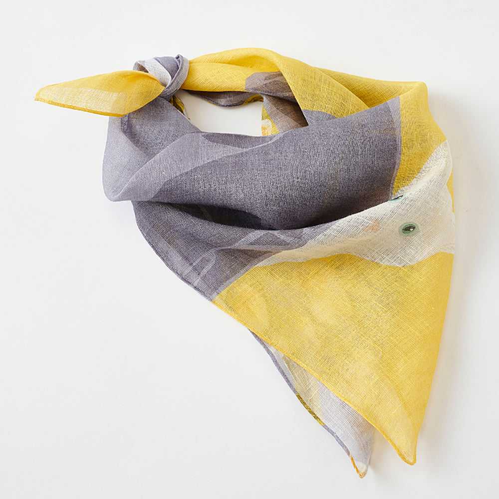 プレオーダー6月予定!近江リネン Japanese Linen 'Magnolia' Yellow リング付きミニスカーフ