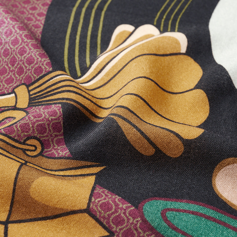 Superfine Merino Wool 'Vintage Vinyl' brown リング付きミニスカーフ
