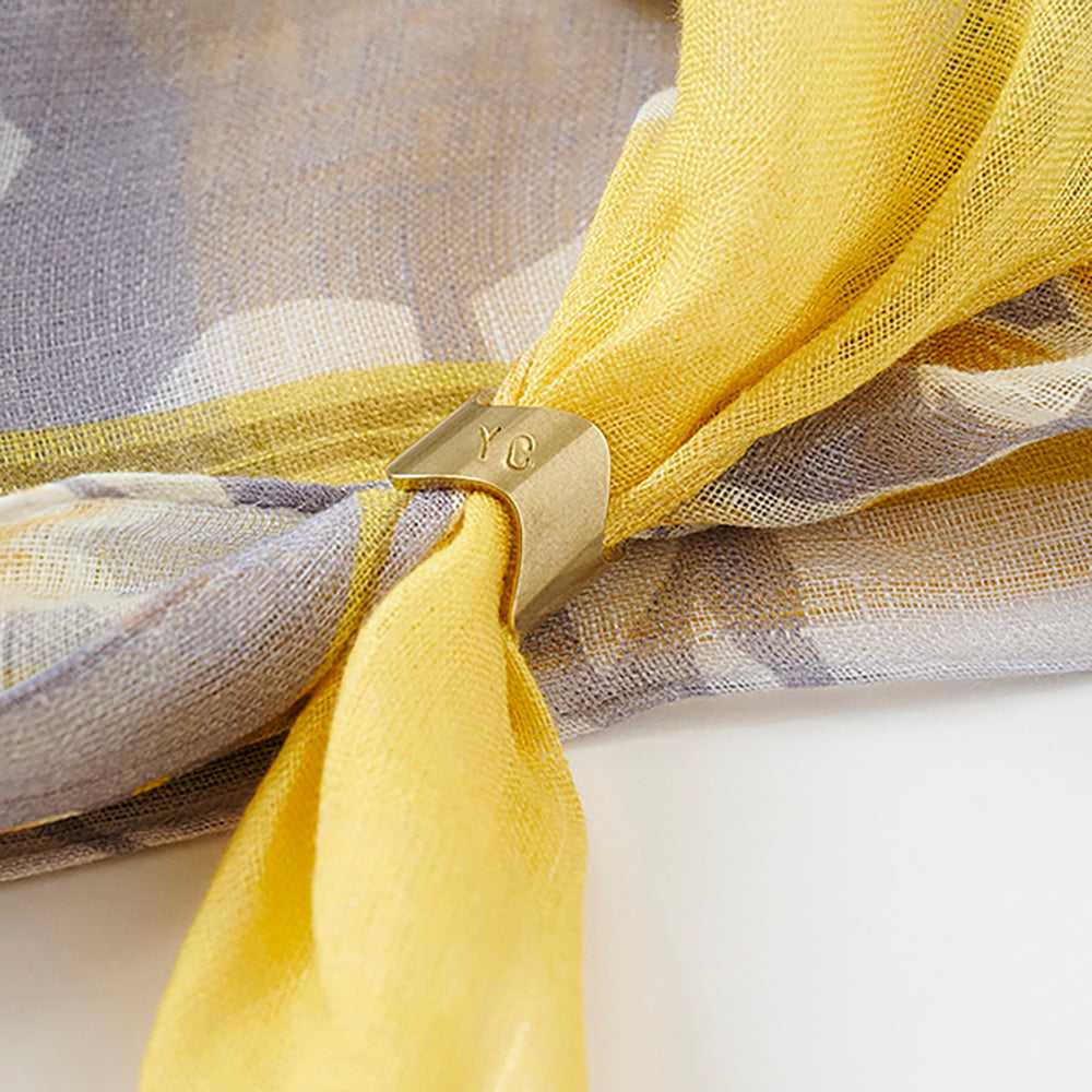 プレオーダー6月予定!近江リネン Japanese Linen 'Magnolia' Yellow リング付きミニスカーフ