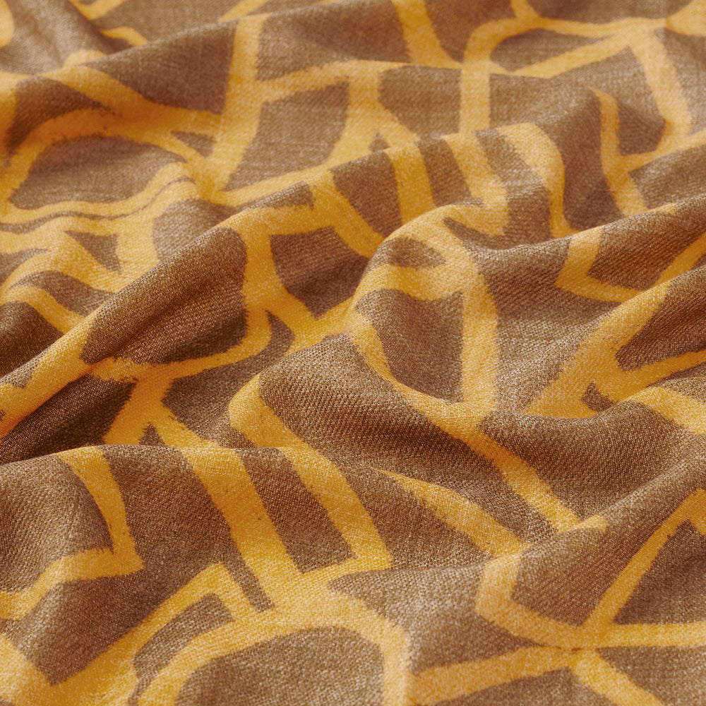 Soft wool twill 'Montreal' brown x yellow ロングストール