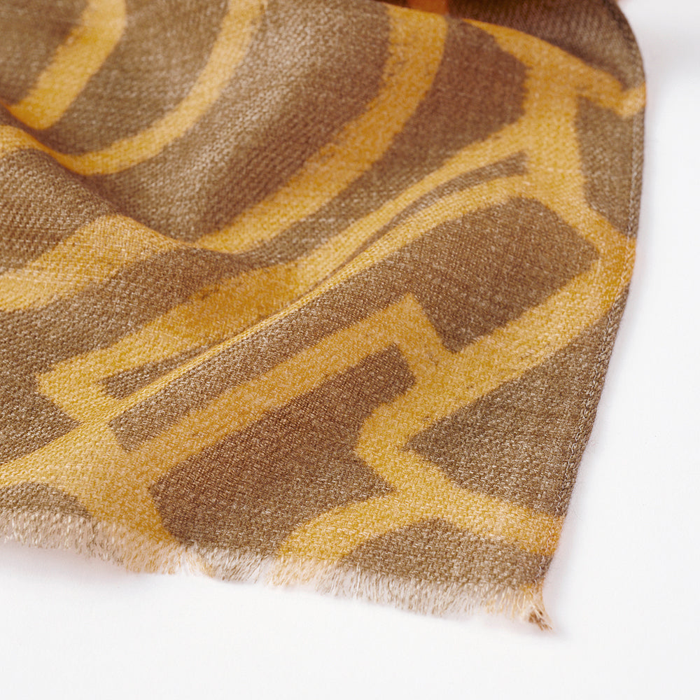 Soft wool twill 'Montreal' brown x yellow ロングストール