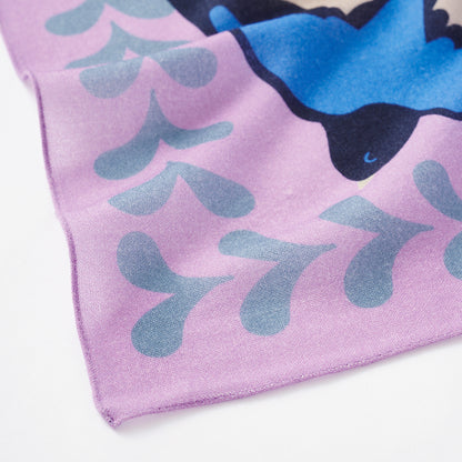Superfine Merino Wool 'Wildflowers' lilac 正方形スカーフ