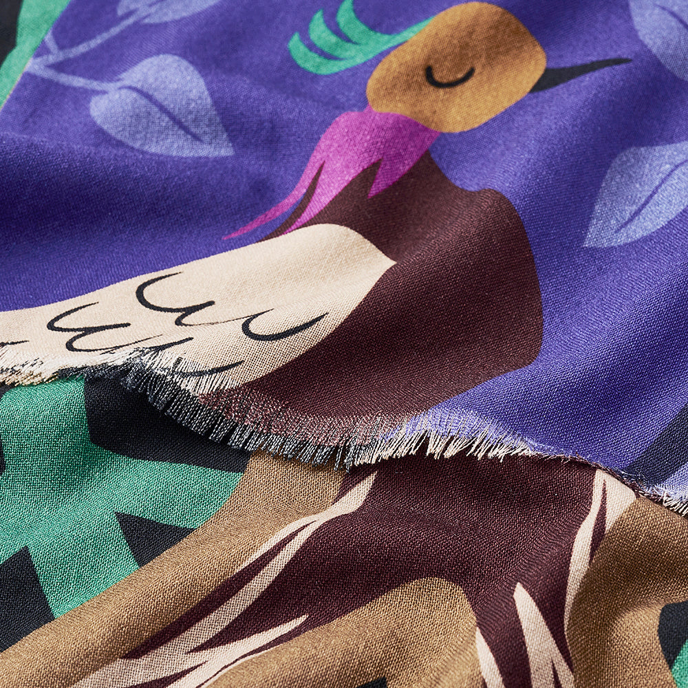 Superfine Merino Wool 'Feathers of a Partridge' purple 二重仕立てのロングストール