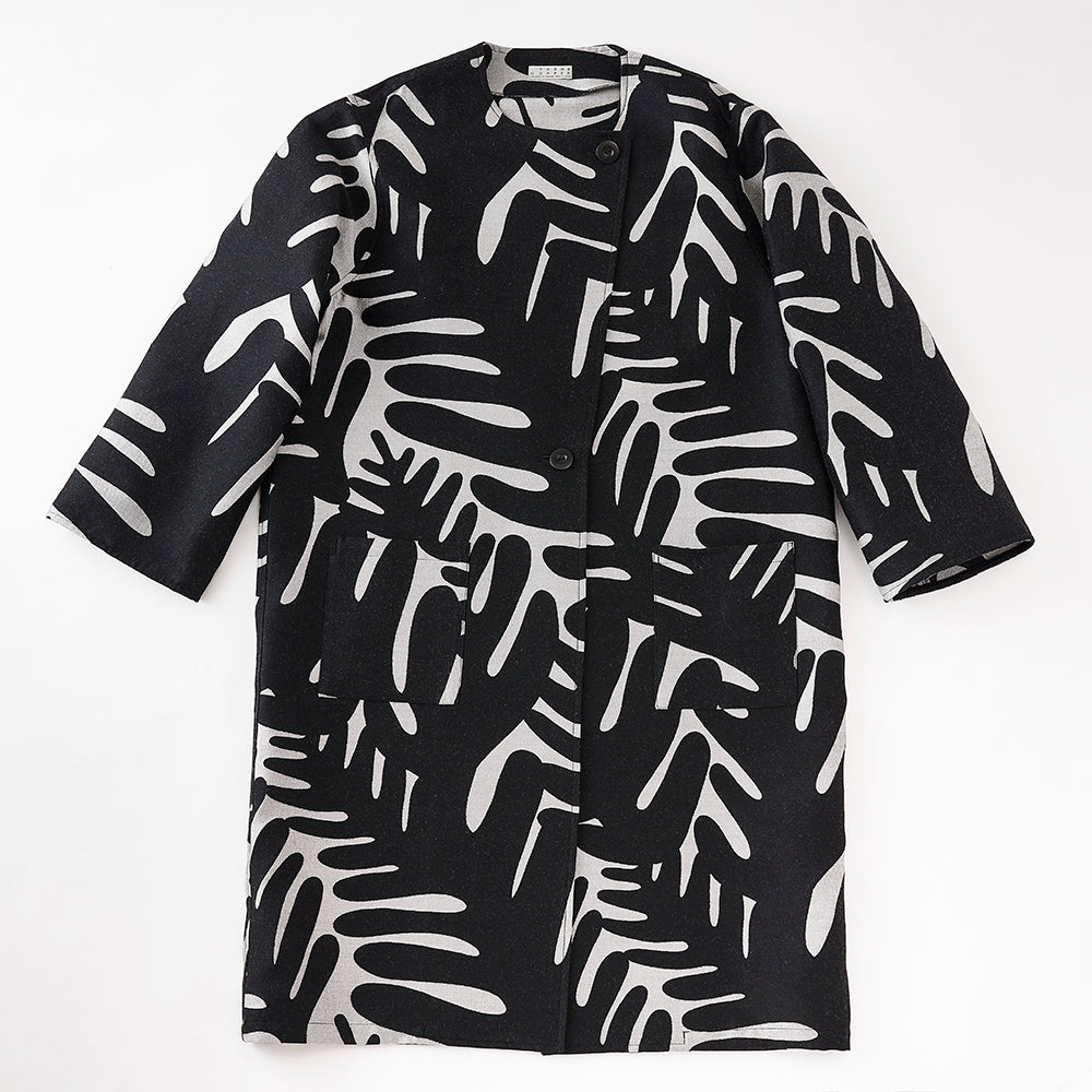 <受注生産:10月中旬予定>播州織 Wool/Cotton コクーンコート- black/light grey