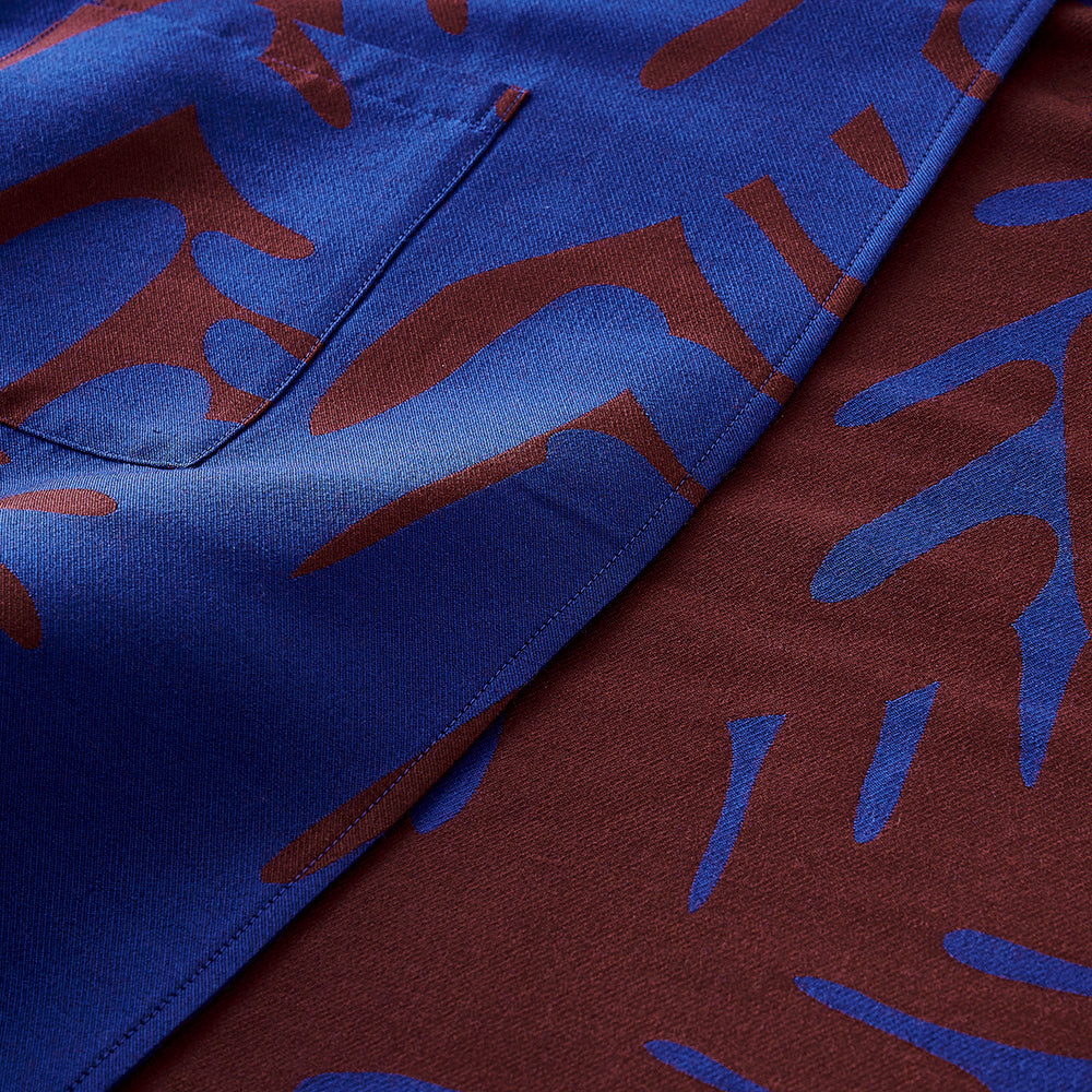 <受注生産:10月中~下予定>播州織  Wool/Cotton ジャガードコクーンコート blue/red brown