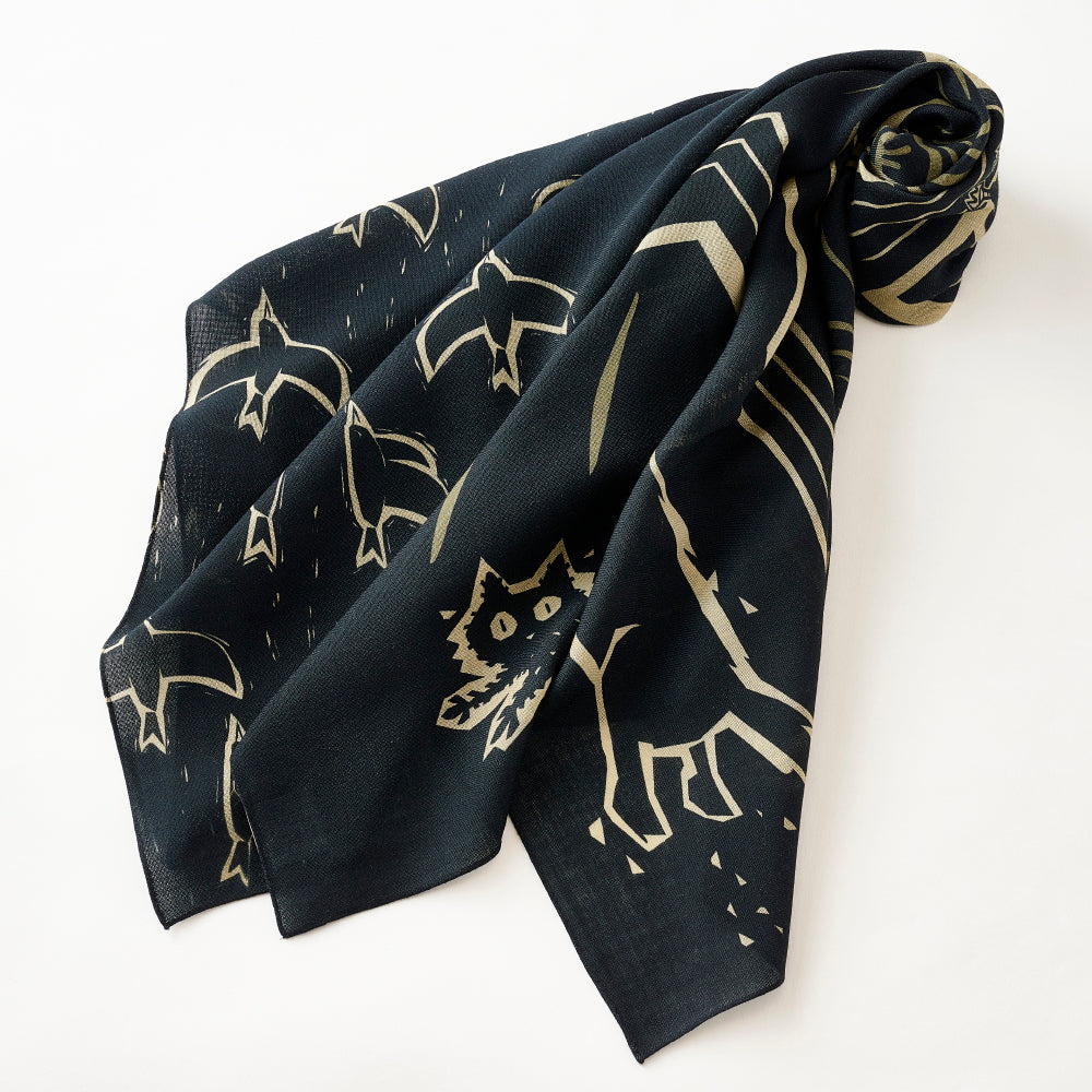 Superfine Merino Wool 'A Mysterious Night' 正方形スカーフ