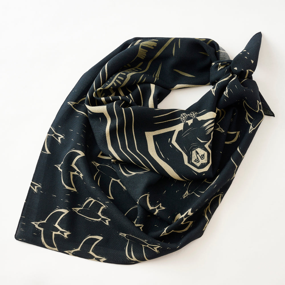 Superfine Merino Wool 'A Mysterious Night' 正方形スカーフ