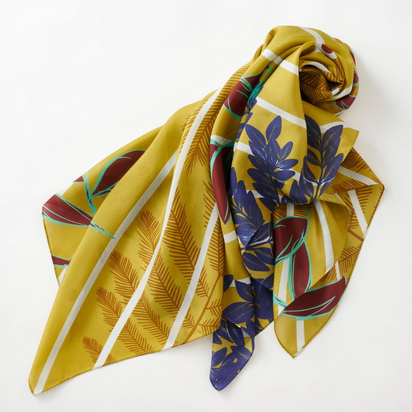 Silk 'Rotherhithe' Mustard 大判スカーフ