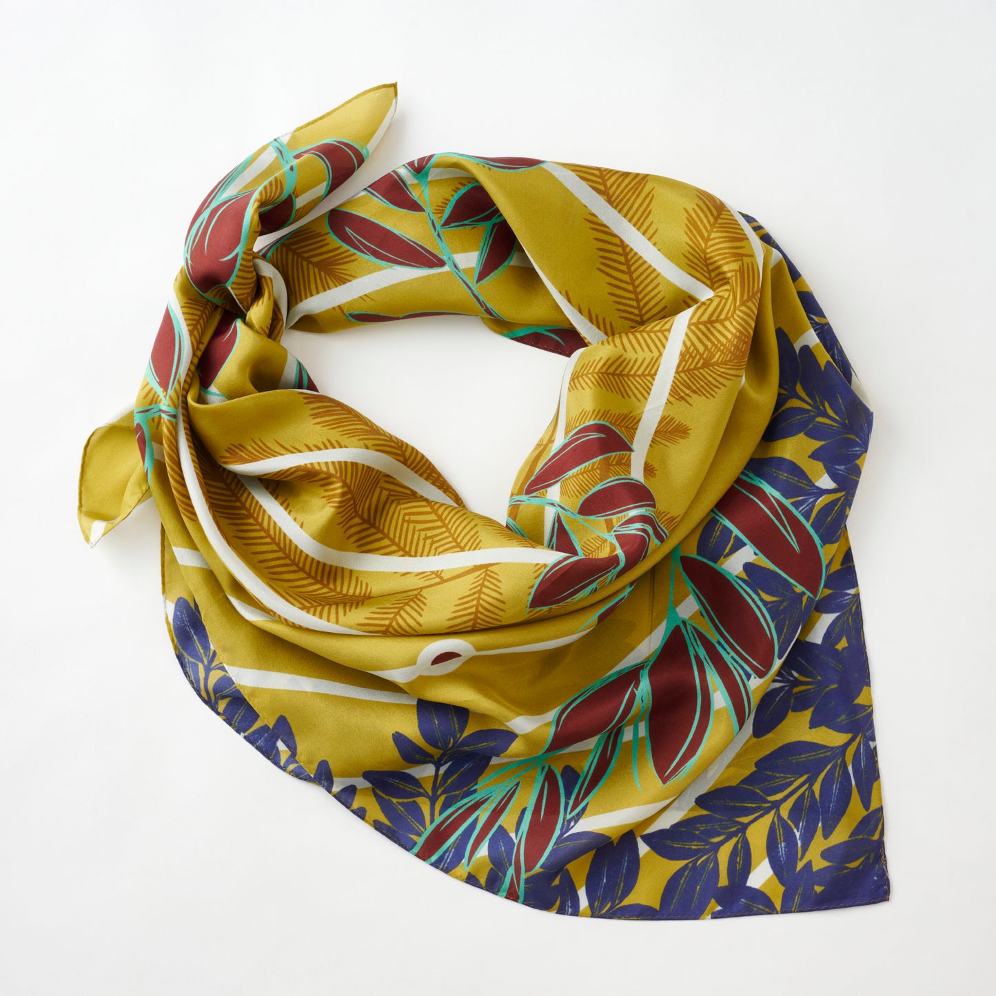Silk 'Rotherhithe' Mustard 大判スカーフ