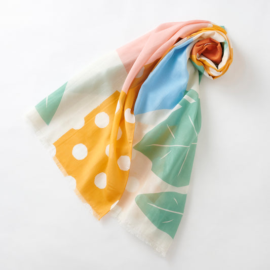 Silk Cotton 'Trio' cream ロングストール