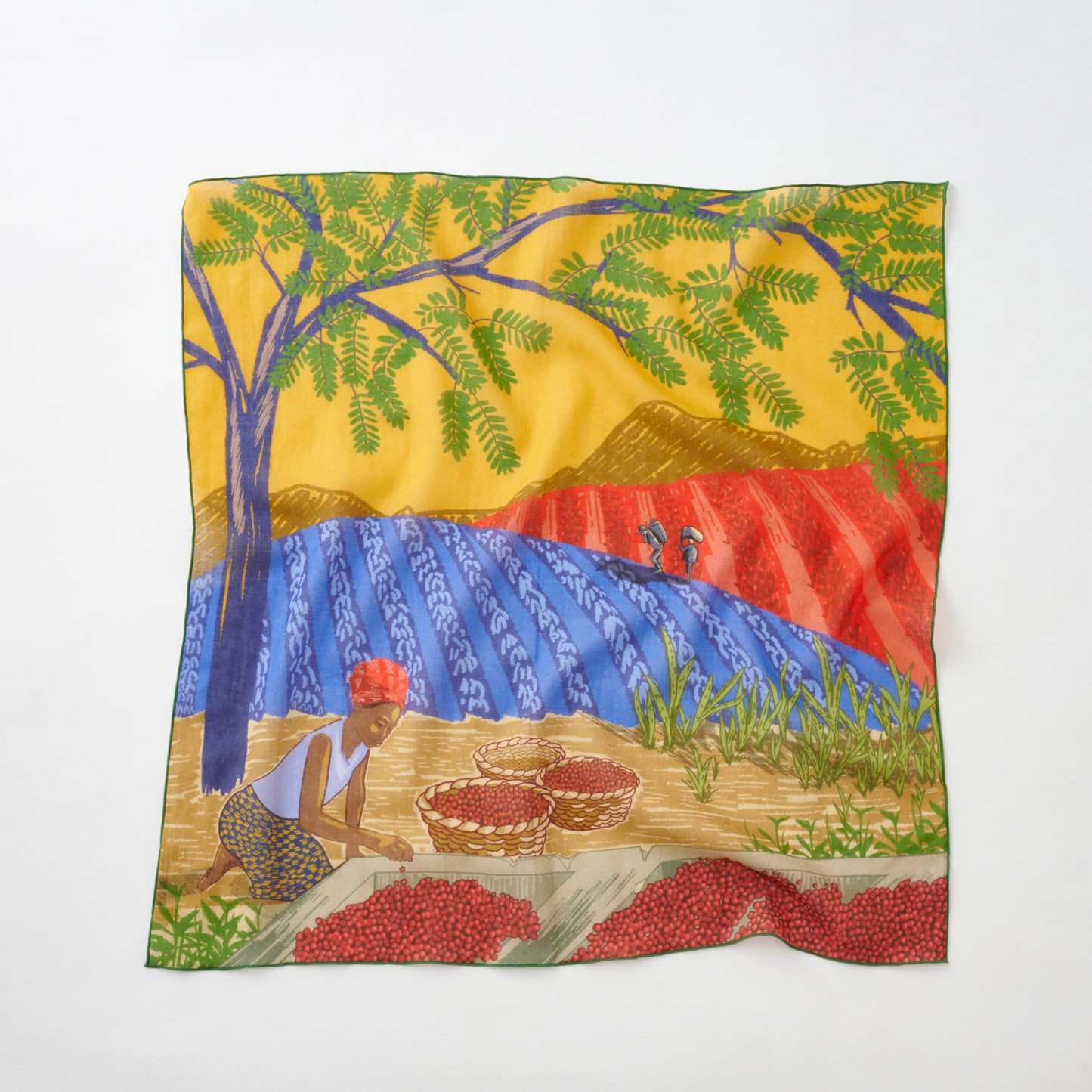 Organic cotton 'Kenyan Estate' リング付きミニスカーフ