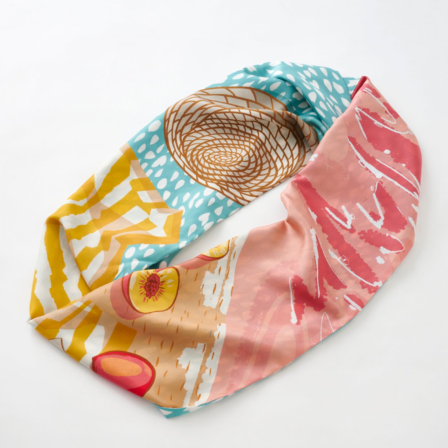 Silk/Silk 'Romance in Positano' pink ループスカーフ