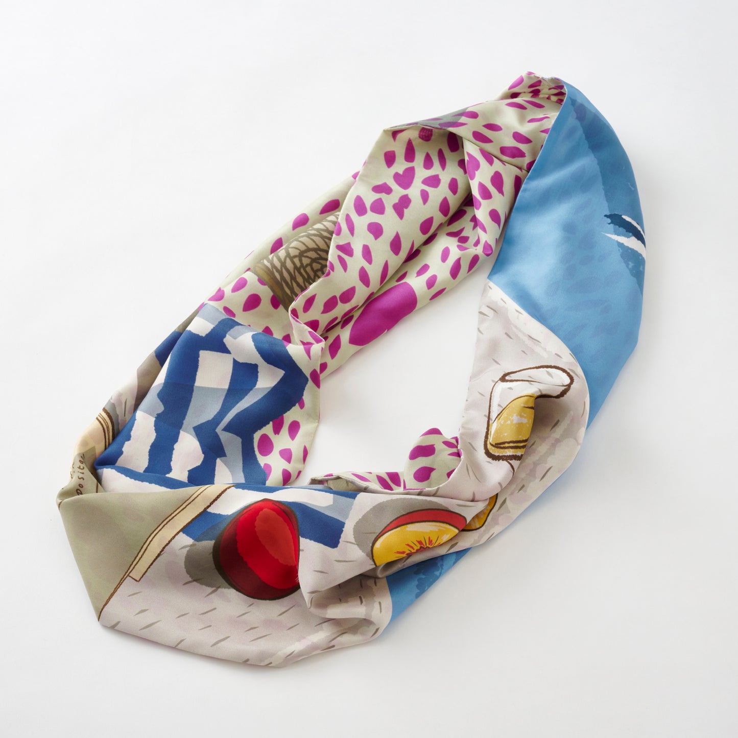 Silk/Silk 'Romance in Positano' blue ループスカーフ