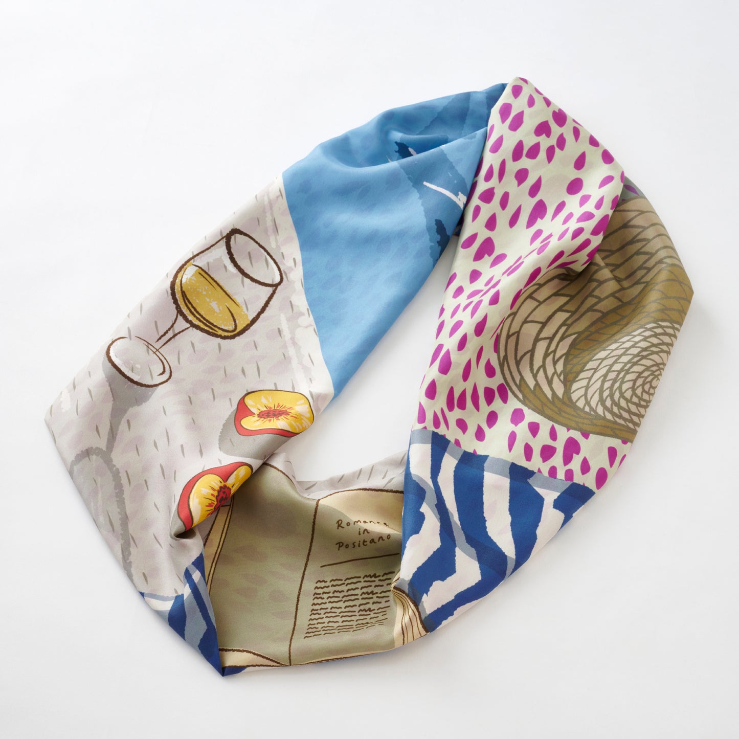 Silk/Silk 'Romance in Positano' blue ループスカーフ