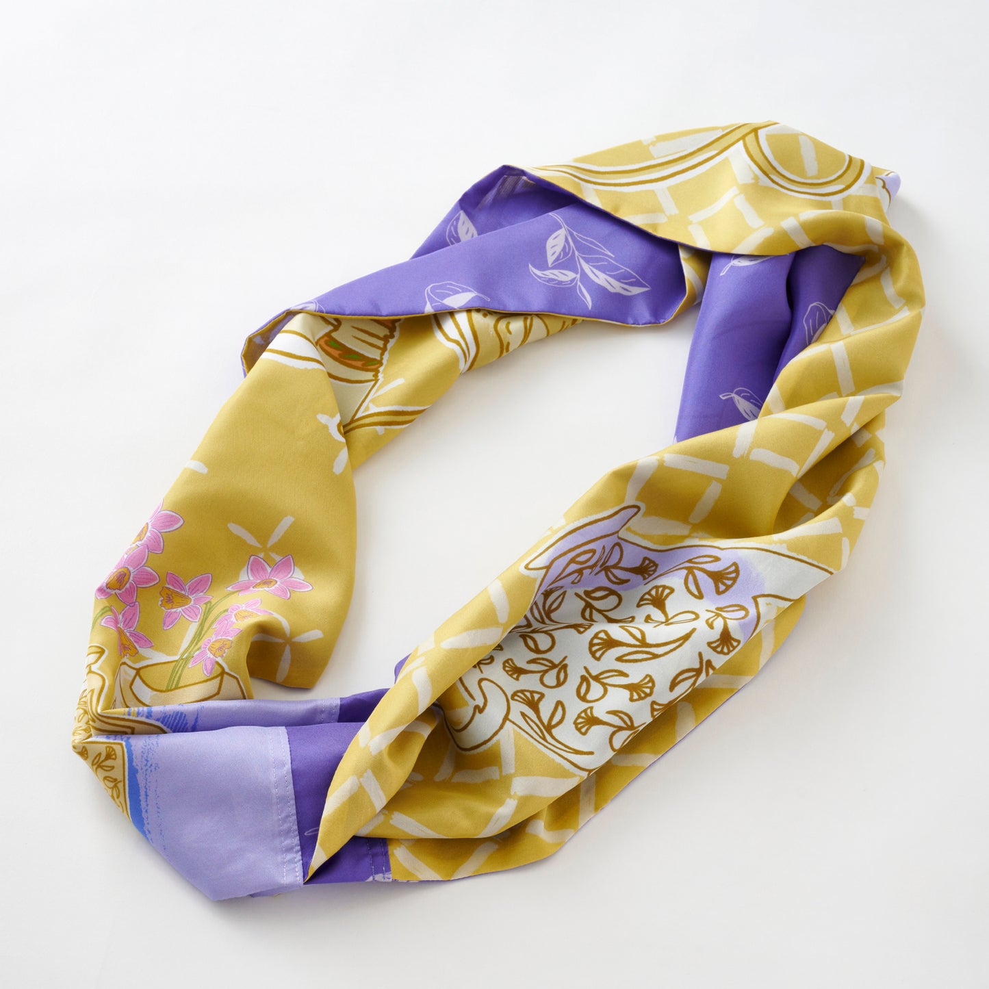 Silk/Silk 'Afternoon tea' yellow ループスカーフ