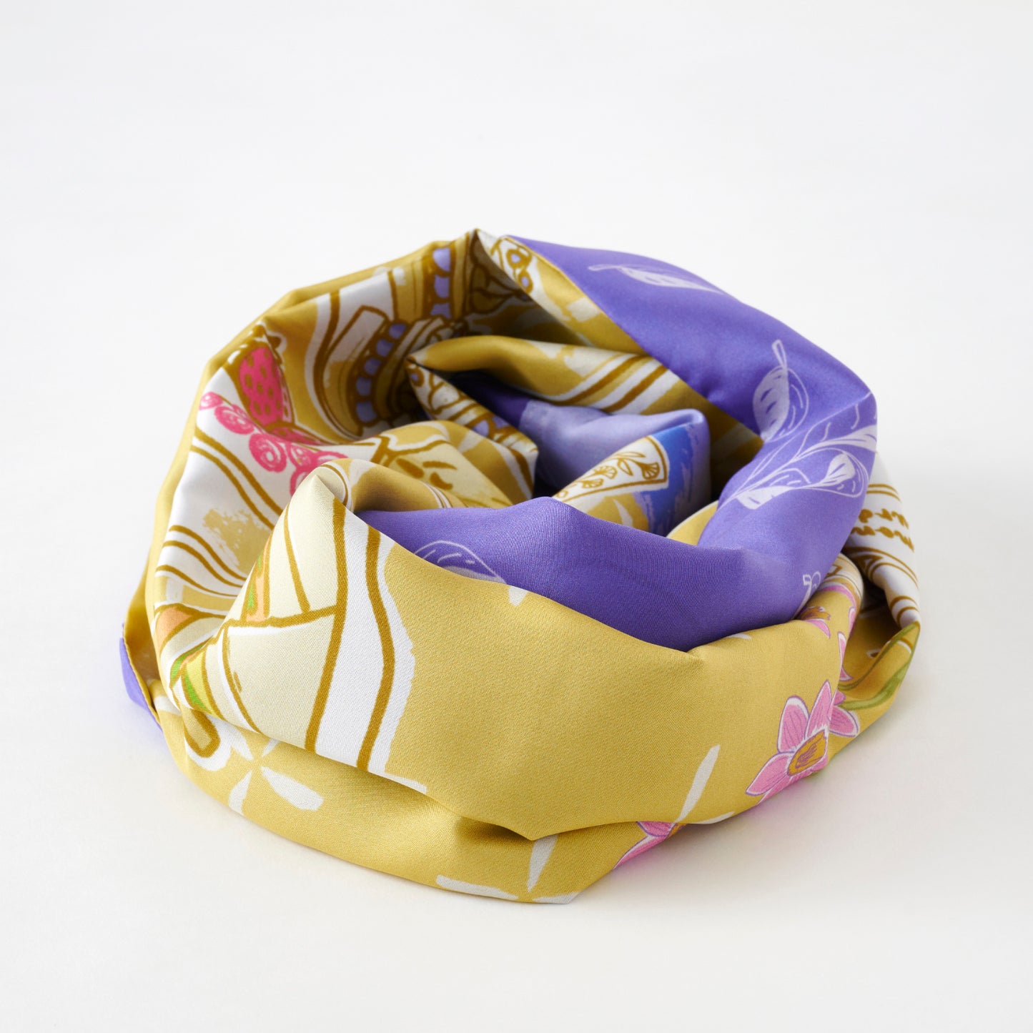 Silk/Silk 'Afternoon tea' yellow ループスカーフ