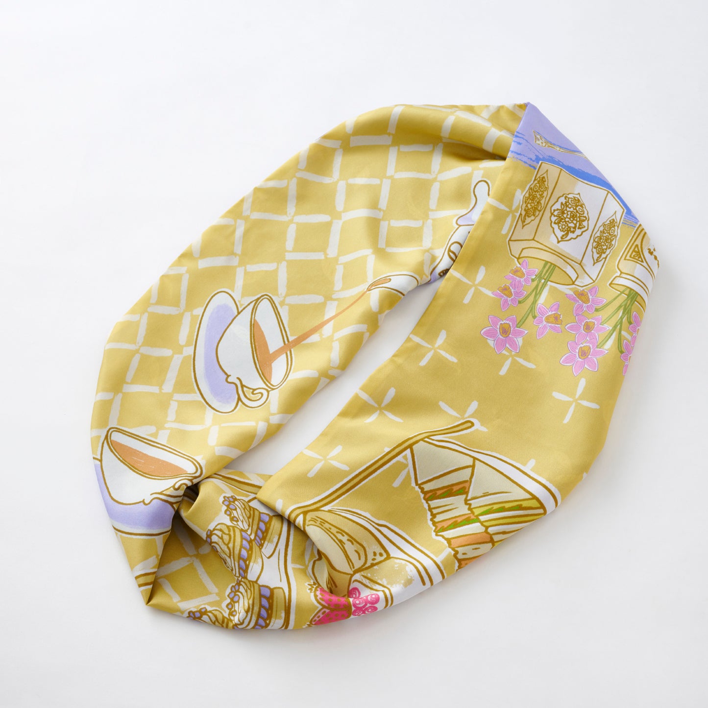 Silk/Silk 'Afternoon tea' yellow ループスカーフ