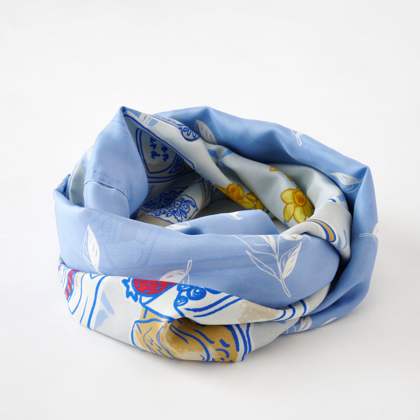 Silk/Silk 'Afternoon tea' baby blue ループスカーフ
