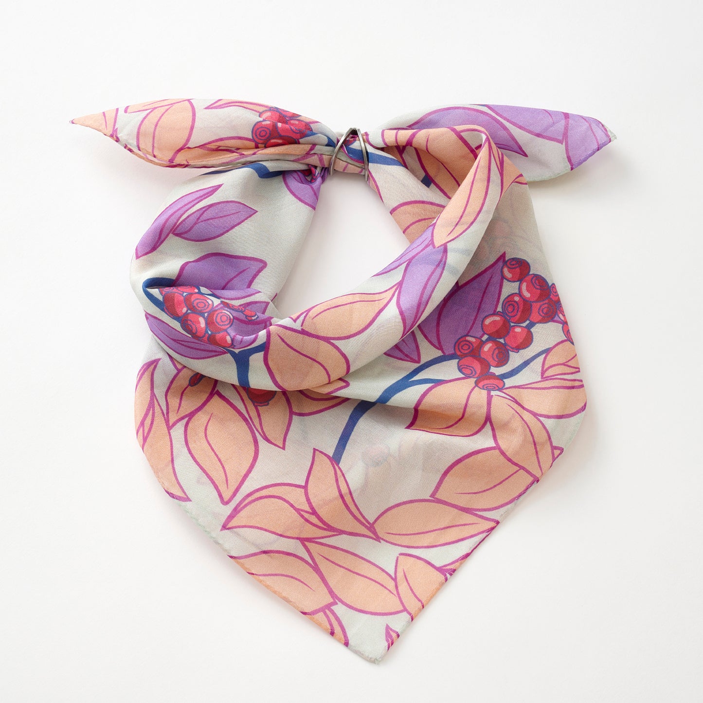 9月中〜下旬入荷!Silk Cotton 'Blueberries' pink リング付きミニスカーフ