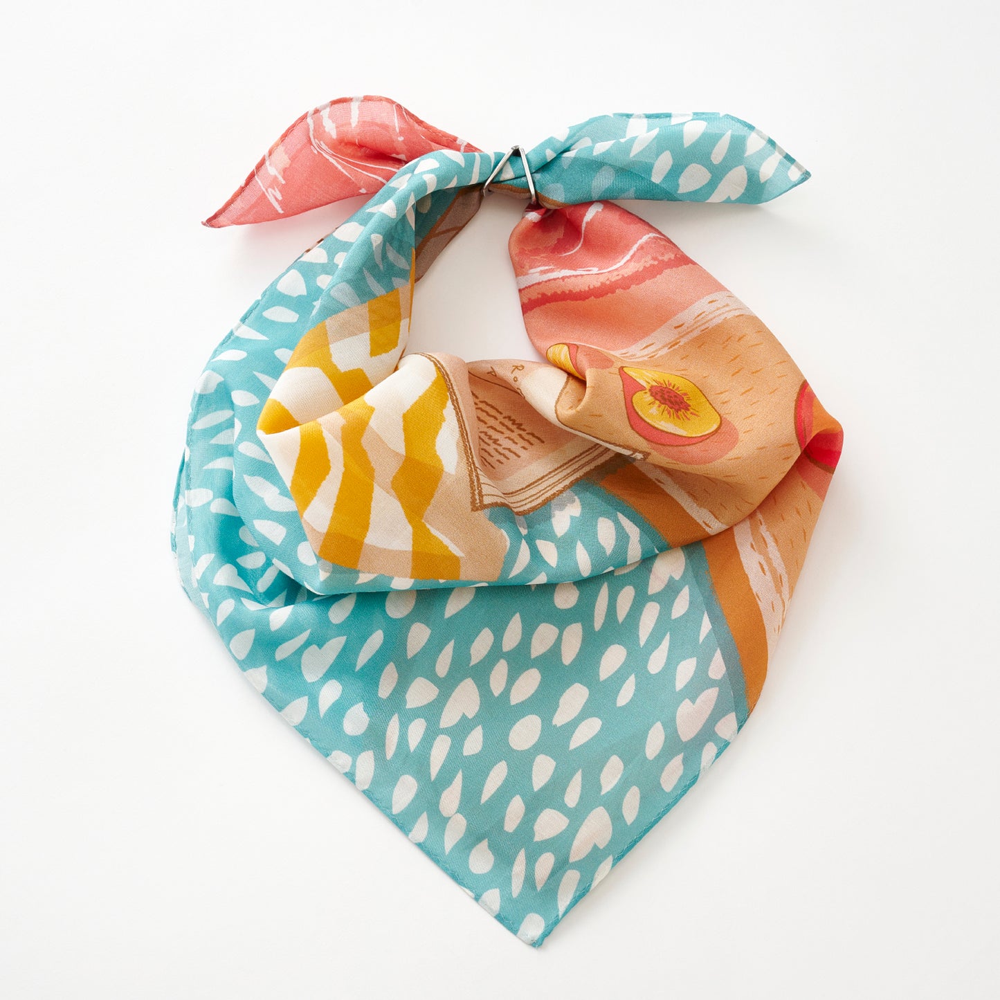 Silk Cotton 'Romance in Positano' pink リング付きミニスカーフ