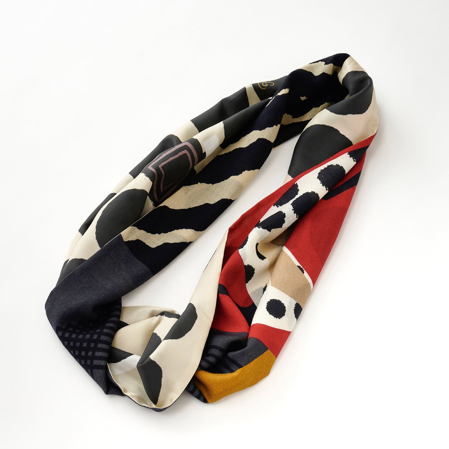 Japanese Printed Silk & Merino Wool 'Friday Night' loop scarf