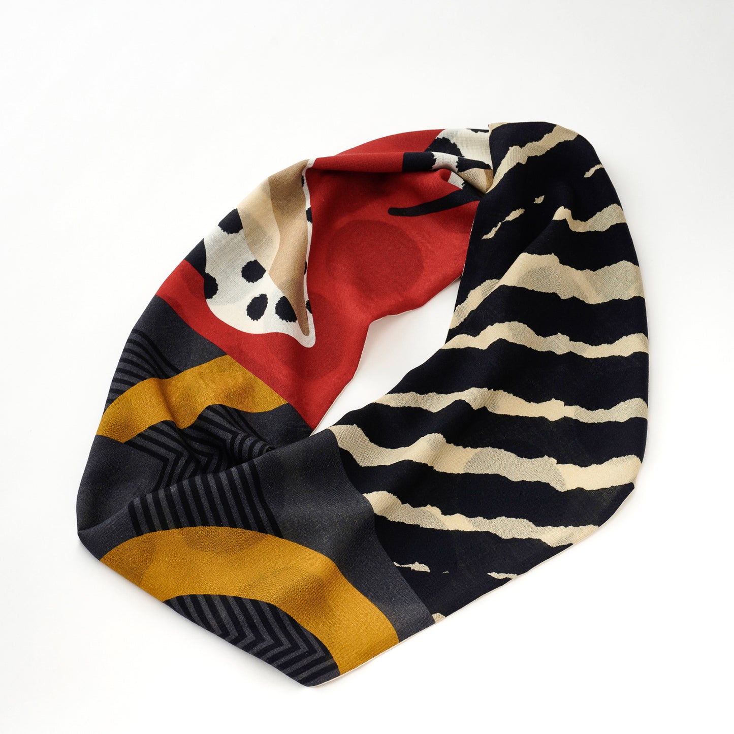 Japanese Printed Silk & Merino Wool 'Friday Night' loop scarf