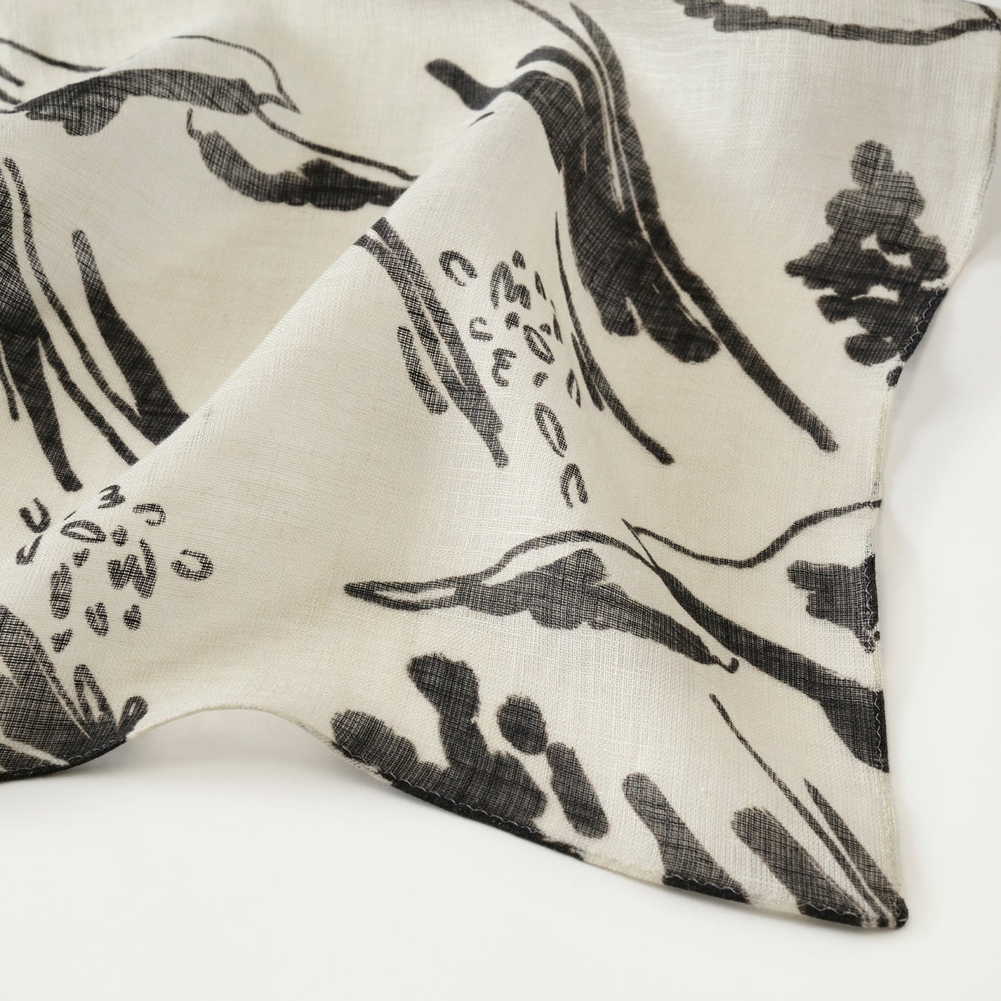 Japanese Printed Silk 'Polka Dot Queen' navy mini scarf with wave ring