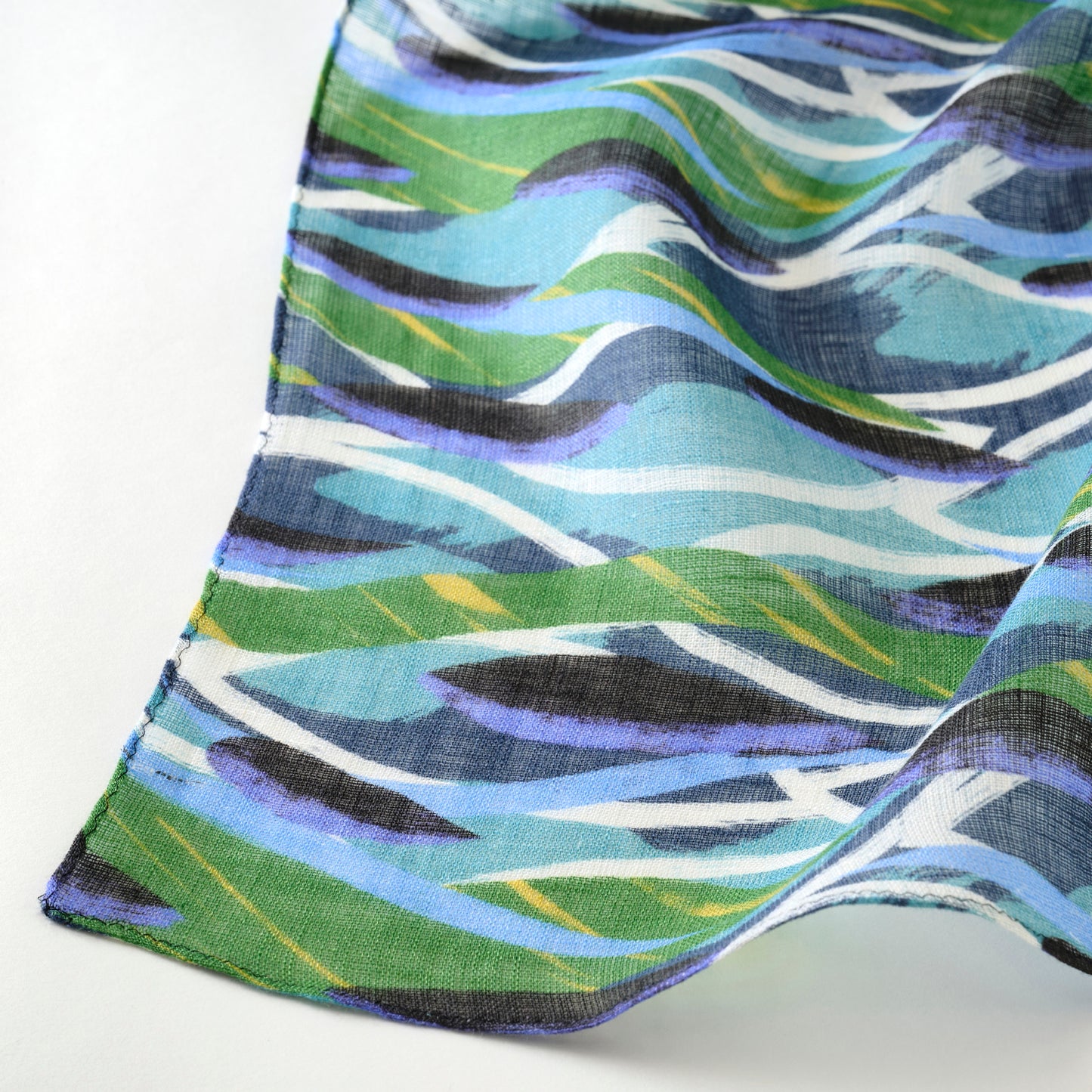 Japanese Printed Silk 'Polka Dot Queen' navy mini scarf with wave ring