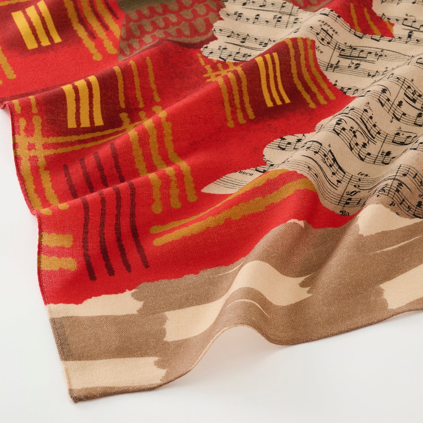Japanese Merino Wool 'Mysterious Cats' Pink Square Scarf