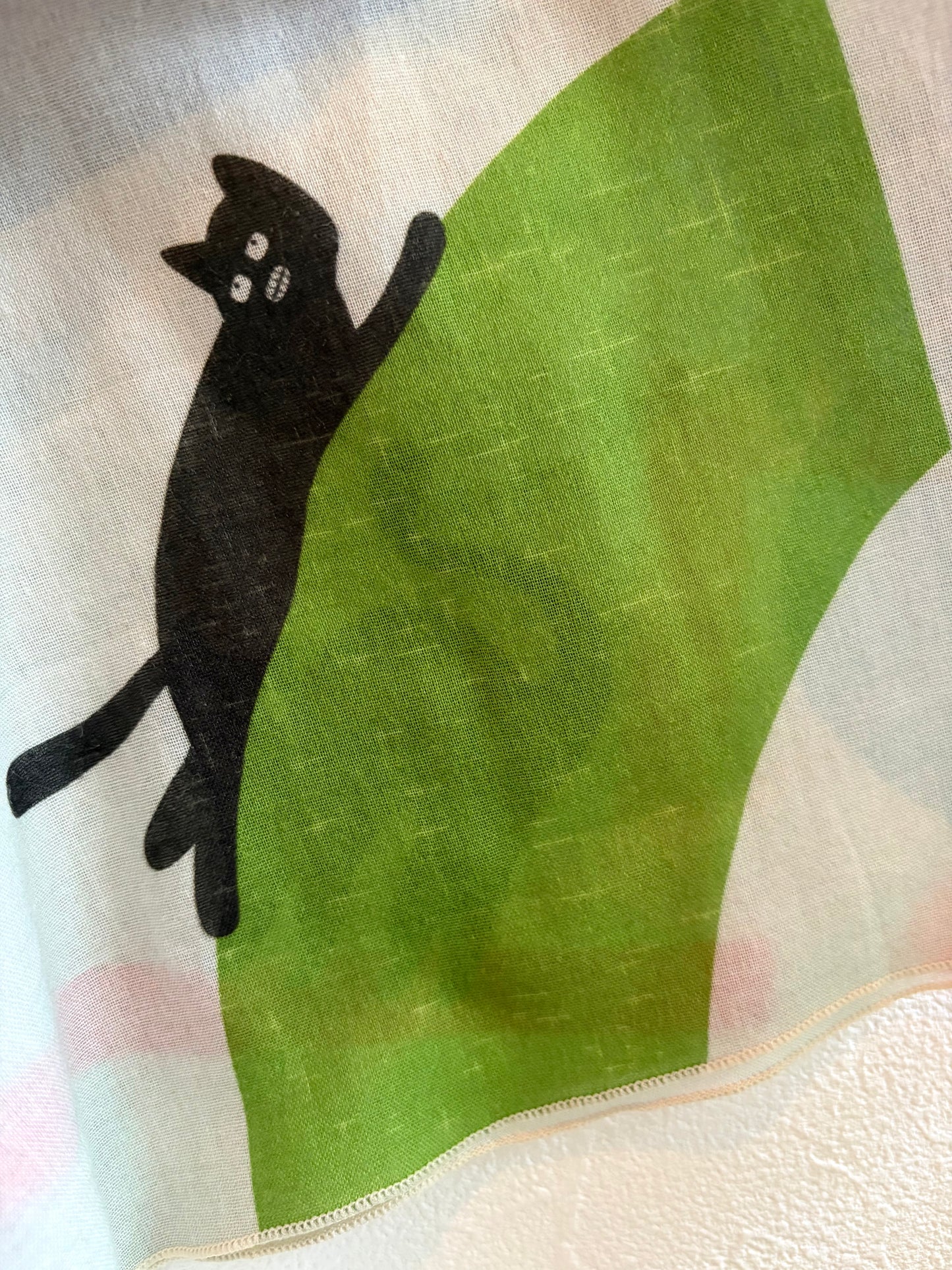 Mini écharpe 'Acrochats' en coton bio imprimé japonais avec anneau