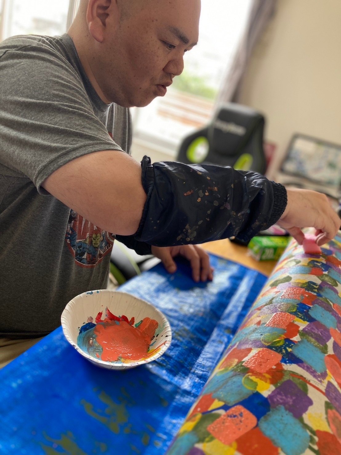 Mouchoir double gaze en coton bio vert 'Glandier'