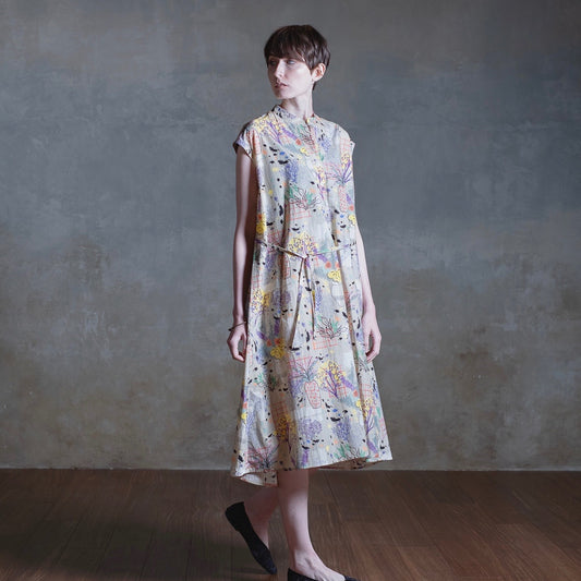 Organic Cotton 'Amelia's patio' ギャザーシャツドレス