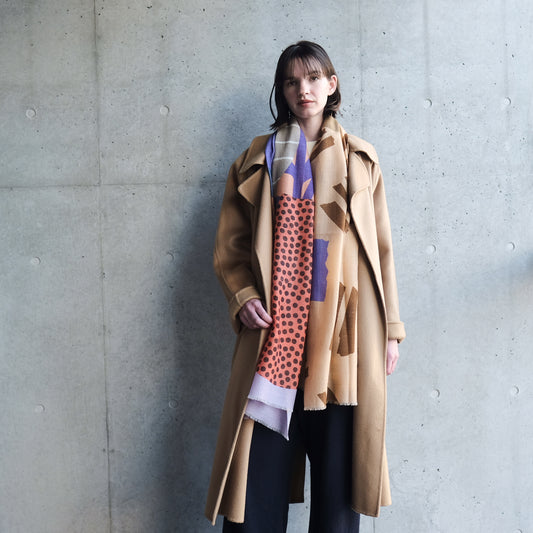 Soft wool twill 'Den Bosch' pink purple ロングストール