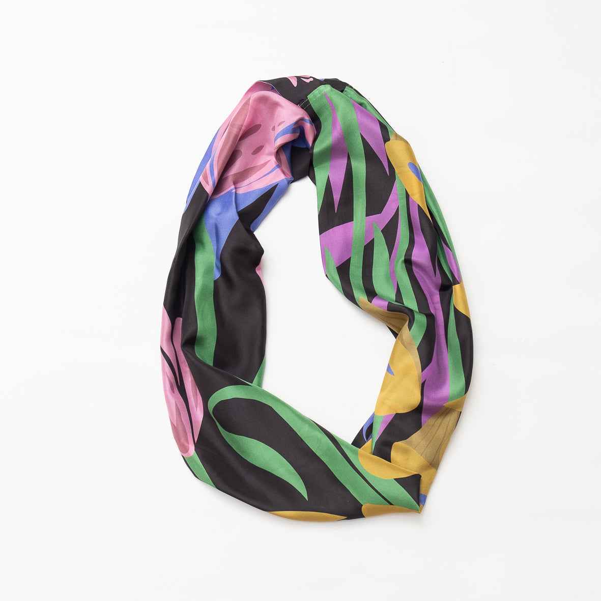 Silk/Silk 'Tulips' black ループスカーフ