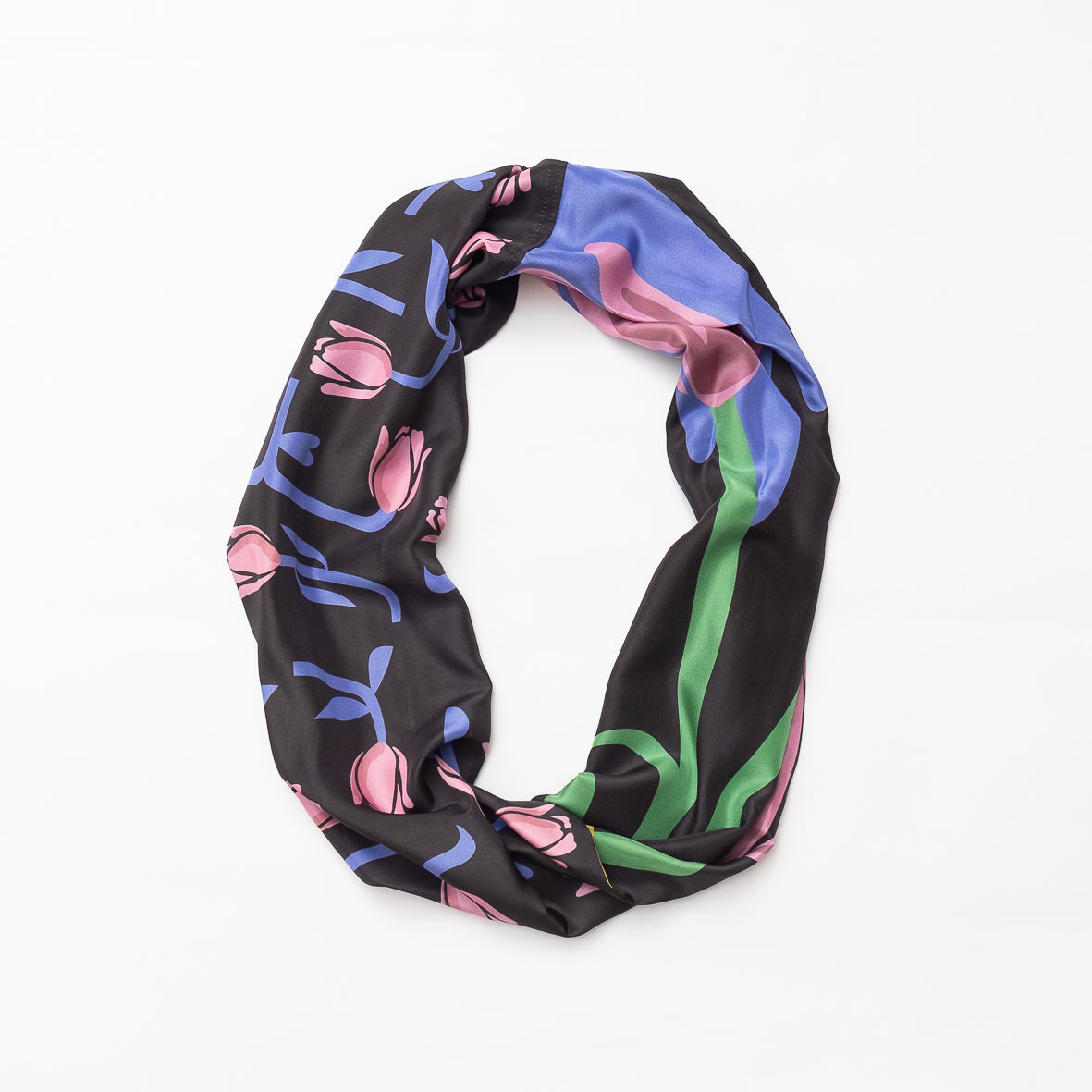 Silk/Silk 'Tulips' black ループスカーフ