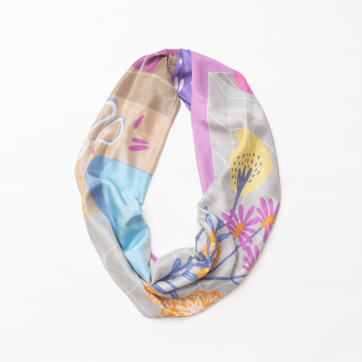Silk/Silk 'Arrangement' lavender ループスカーフ