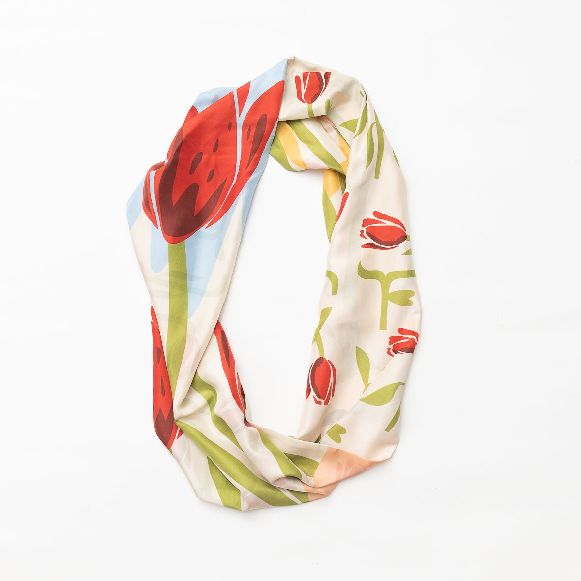 Silk/Silk 'Tulips' red ループスカーフ