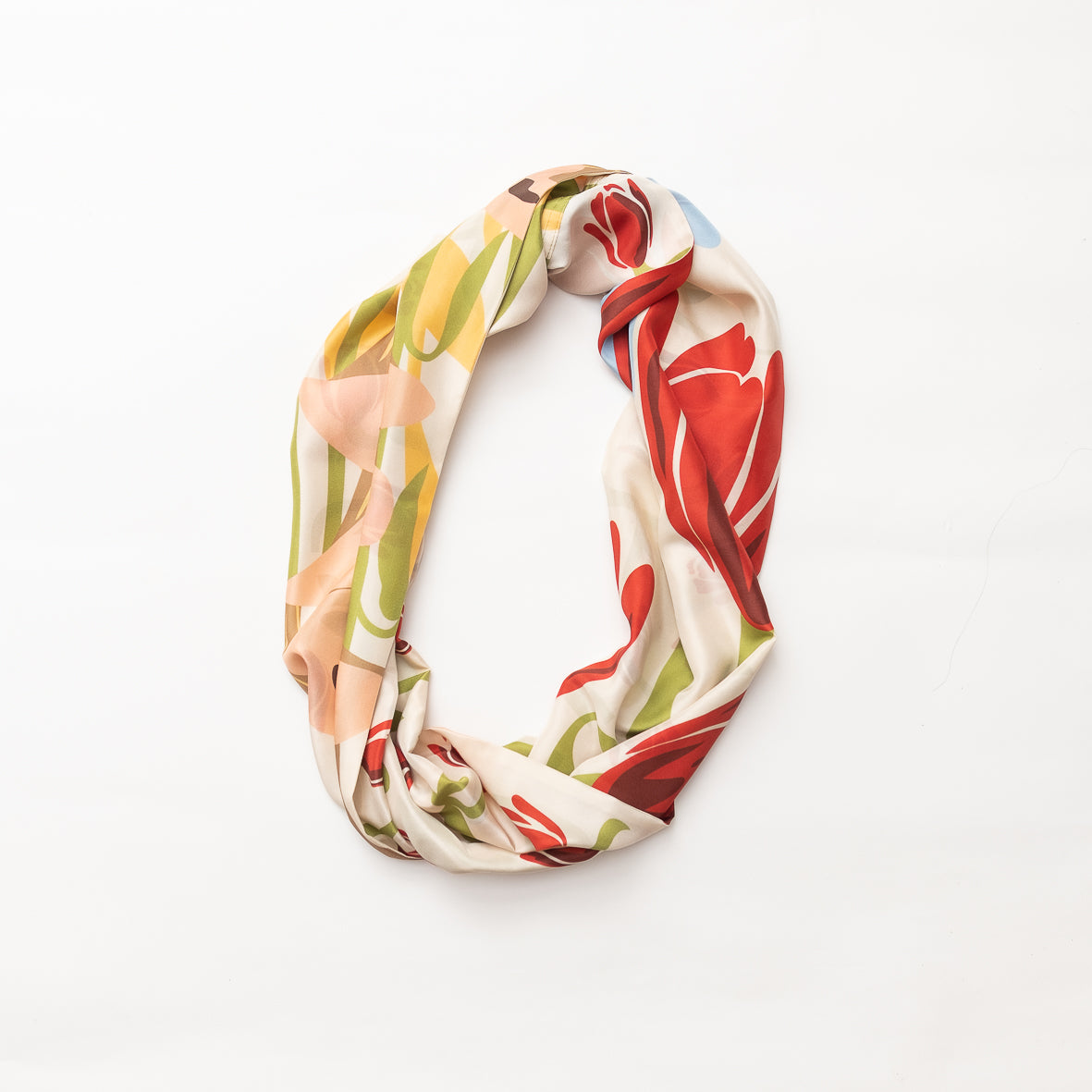 Silk/Silk 'Tulips' red ループスカーフ
