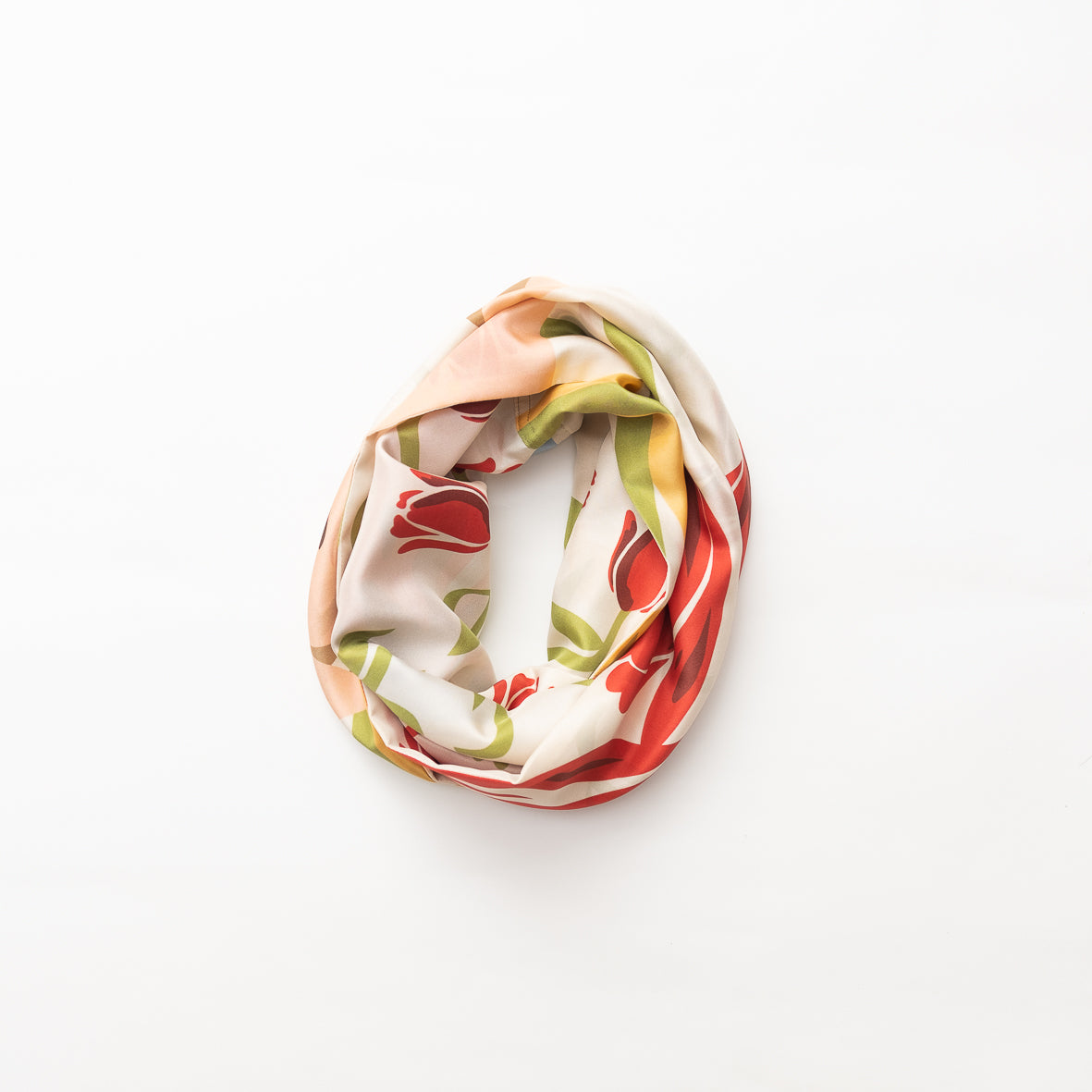 Silk/Silk 'Tulips' red ループスカーフ