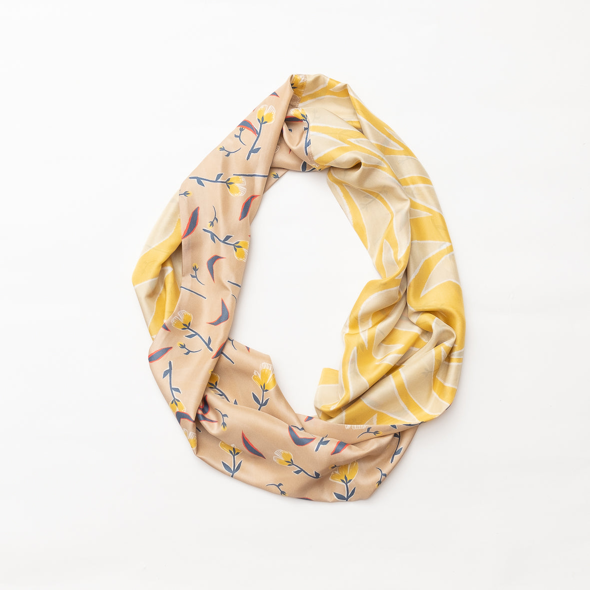 Silk/Silk 'Wingham' beige+yellow ループスカーフ