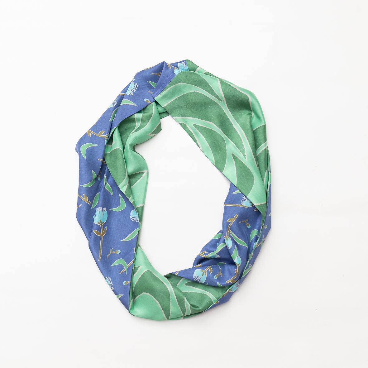 Silk/Silk 'Wingham' blue+green ループスカーフ