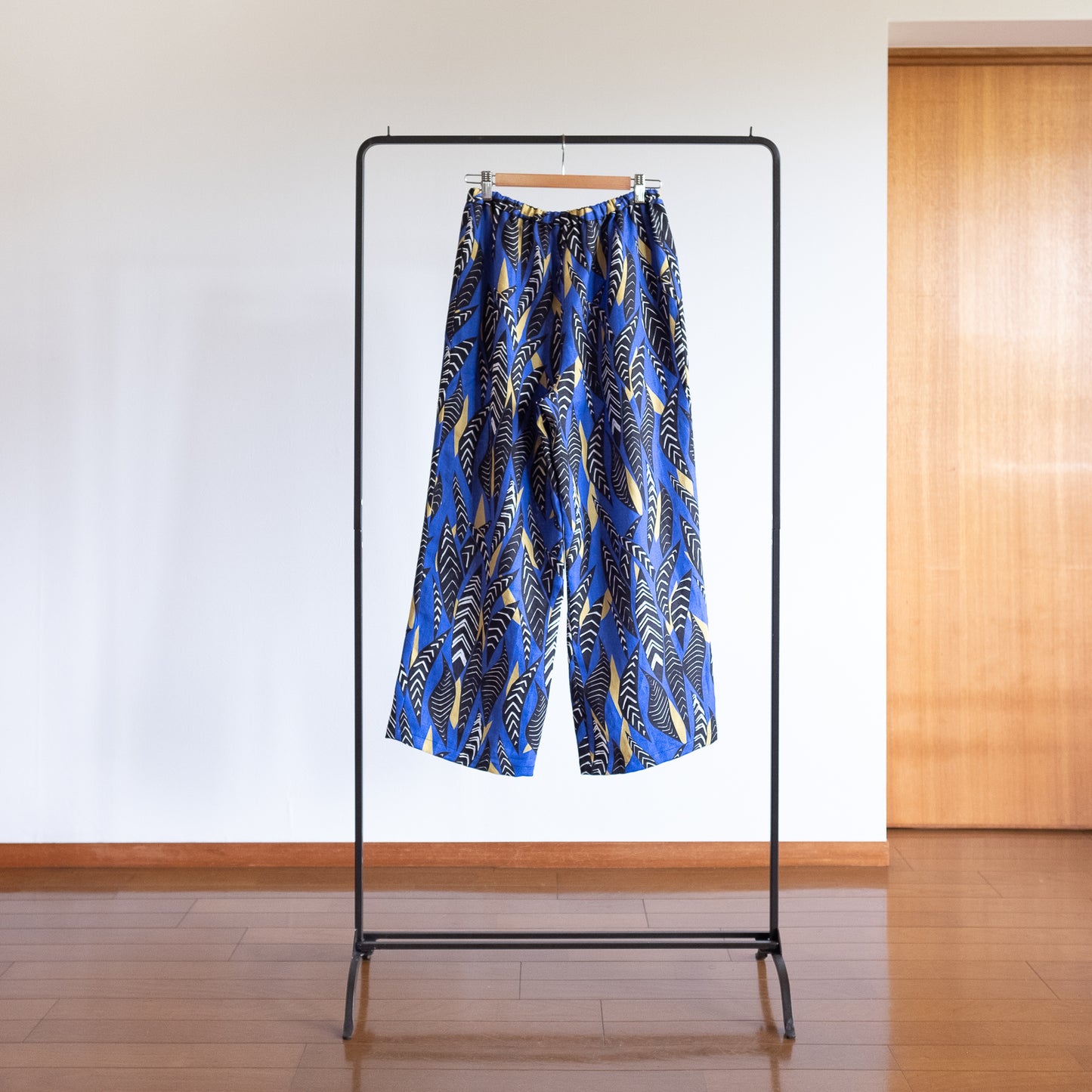 リネンイージーパンツ 'House Plant' electric blue