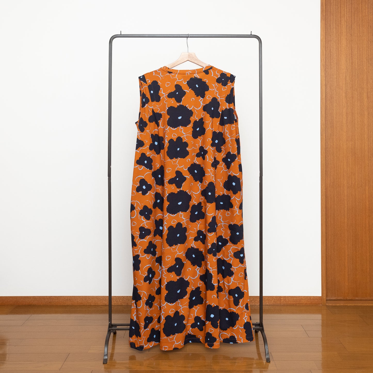Robe débardeur marron en coton bio imprimé japonais 'Brompton'