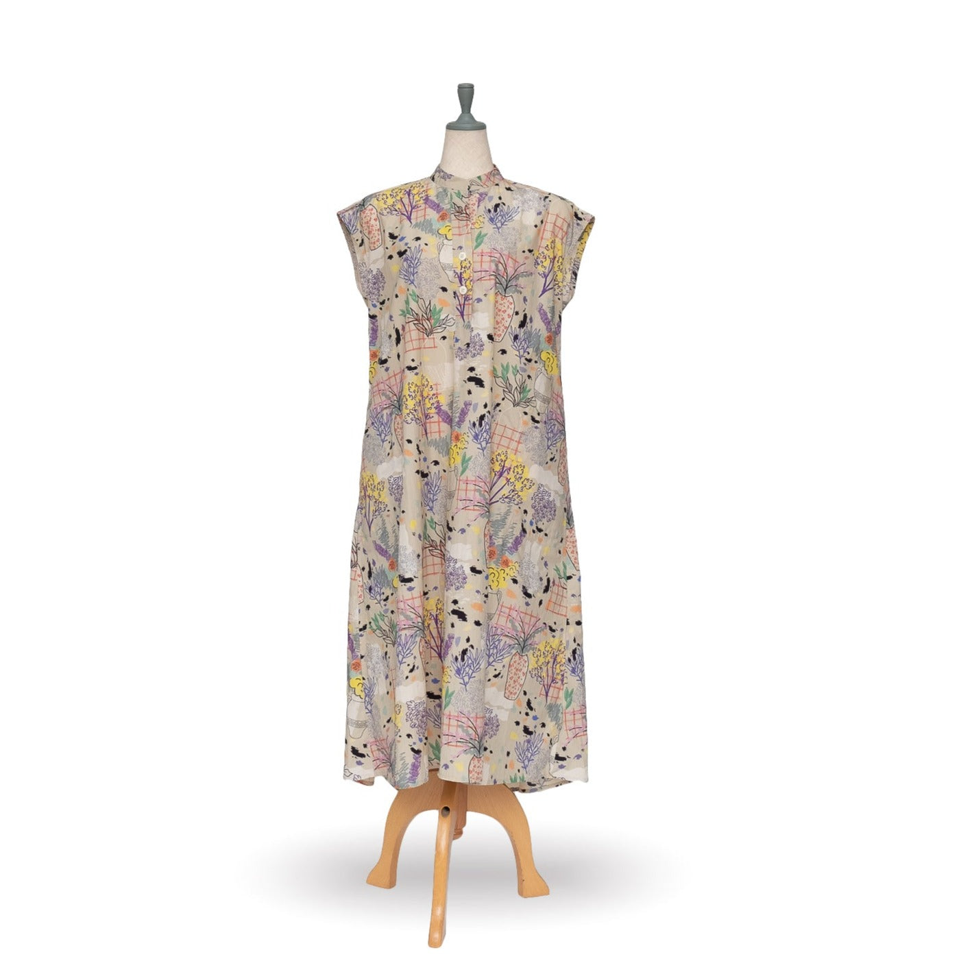 Réapprovisionner! Robe chemise froncée en coton bio imprimé japonais 'Pluto and Beyond'
